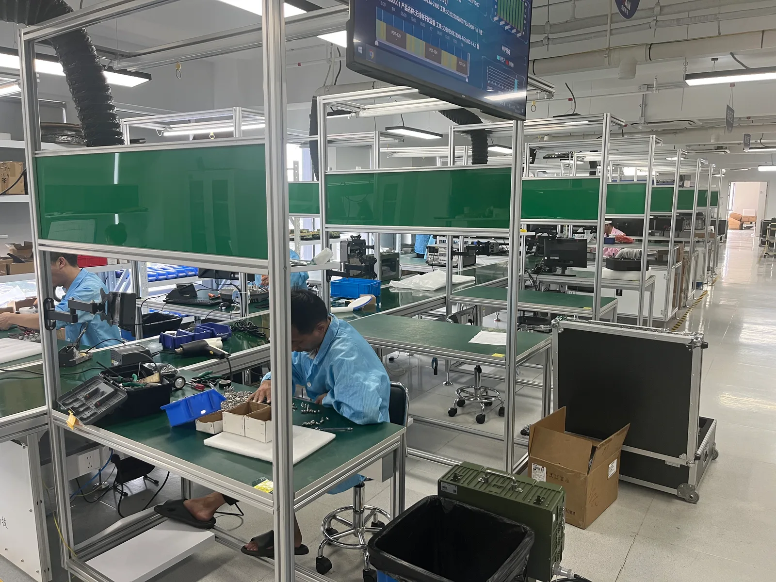 Automated production line for equipment preparation and inspection
